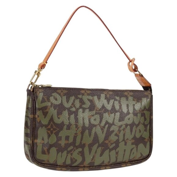 LOUIS VUITTON Graffiti Pochette Accessoires Pouch Khaki M92191 LV Auth ep10096V - Picture 1 of 16